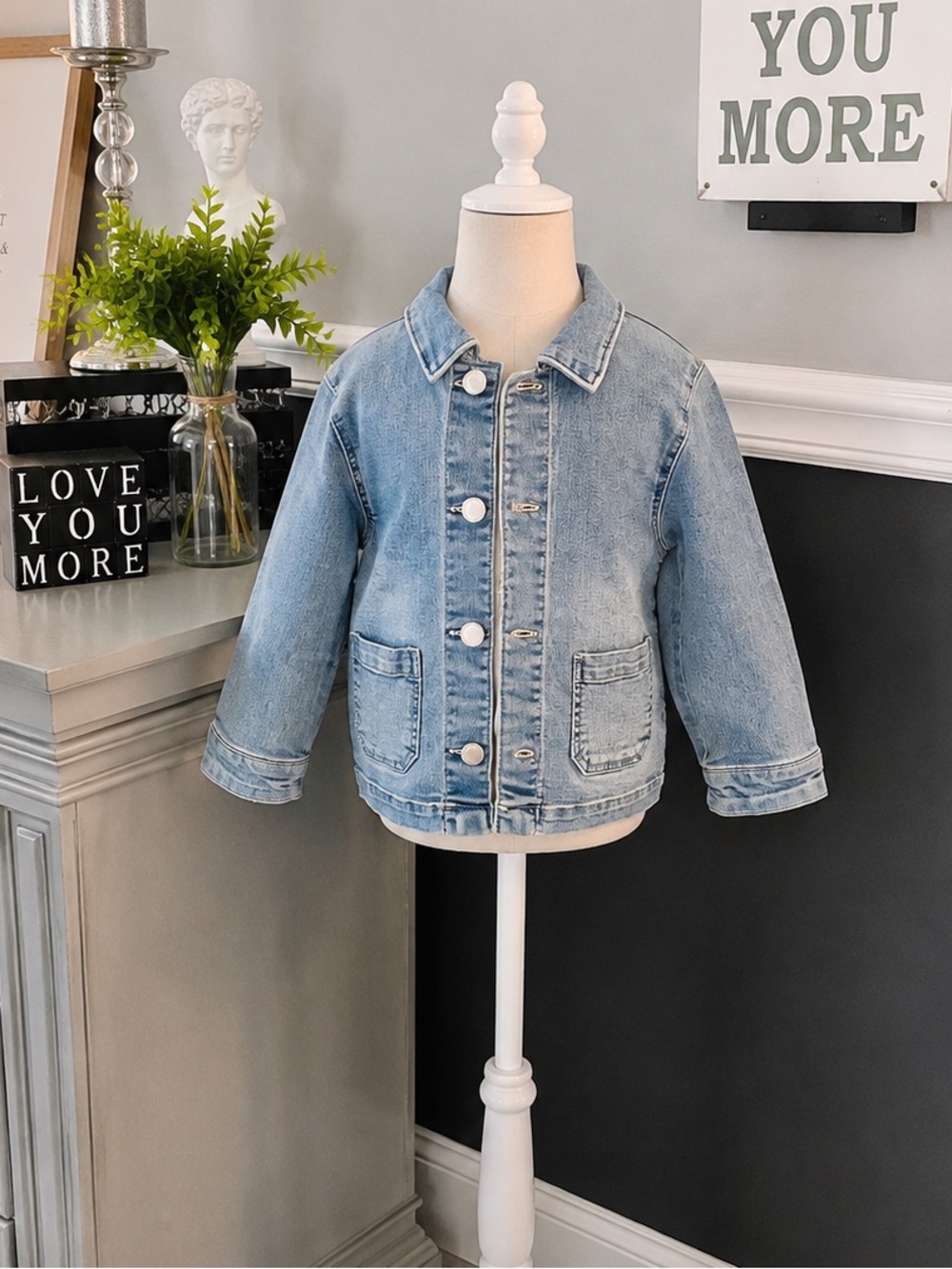 H&M Girls Light Wash Denim Jacket